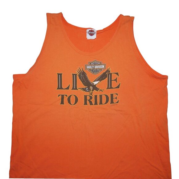 Harley Davidson Men’s Tank Top Size XL Orange Vintage Big Sky Montana 2006 - Picture 2 of 10
